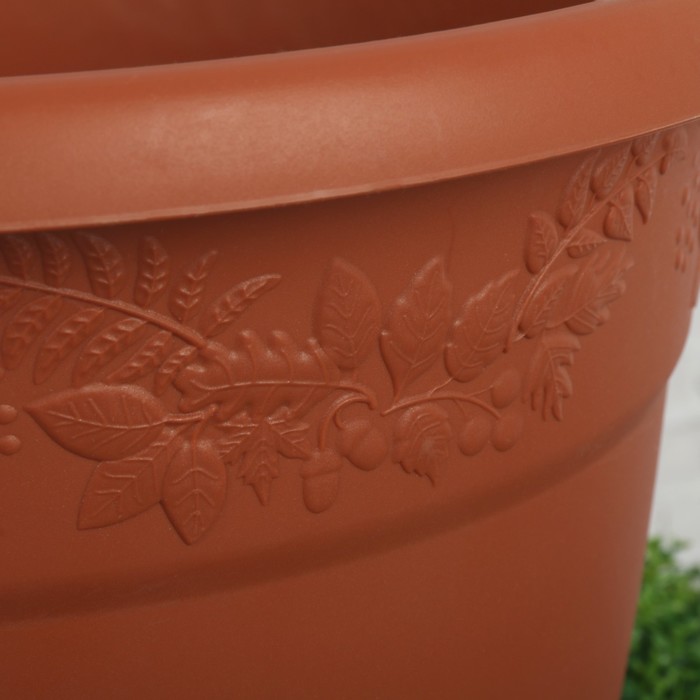 Кашпо 7,5 л "Рябина" d=28 см, с поддоном, цвет терракотовый