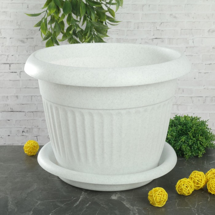 Кашпо 7,4 л "Ливия" d=28 см, цвет мраморный