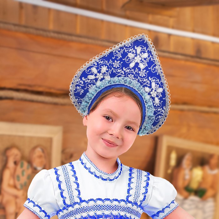 Кокошник детский "Русская красавица", цвет: синий