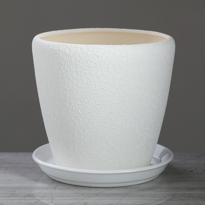 Кашпо "Грация" шёлк, белое 4,5 л