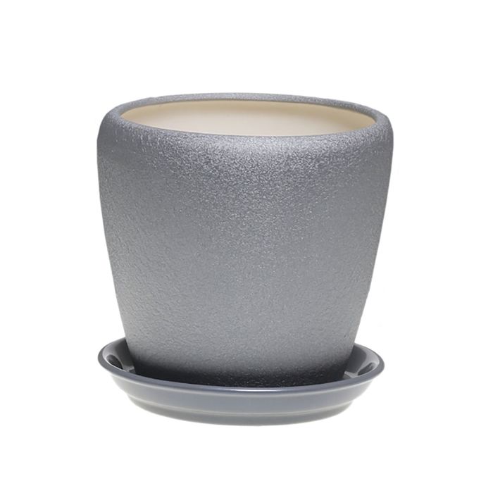 Горшок "Грация" 1,2 л, муар, серебро