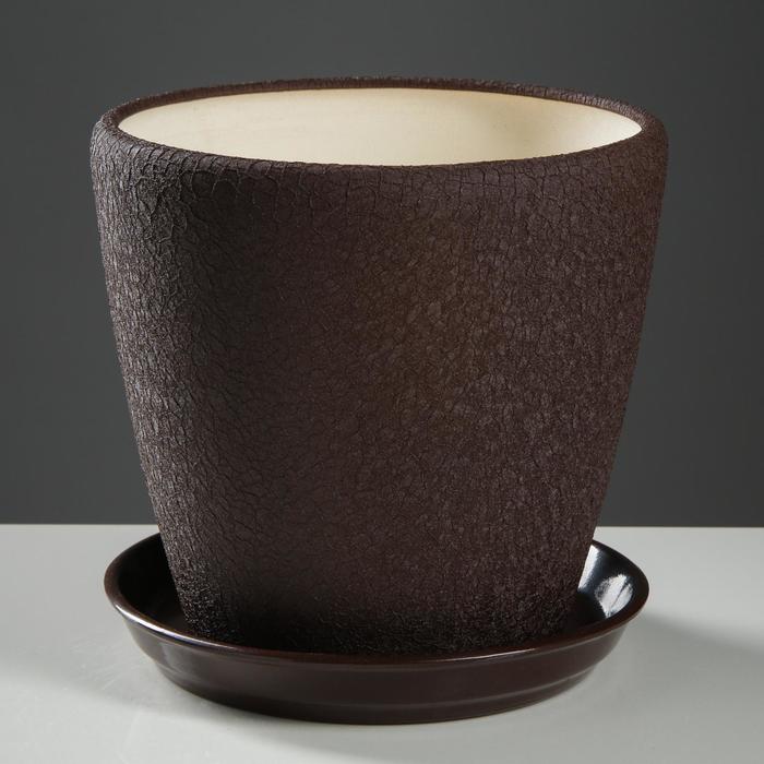 Кашпо "Грация" шёлк, шоколадное, 4,5 л