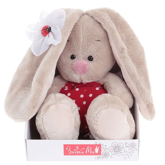 Мягкая игрушка"Зайка Ми" с божьей коровкой, 15 см