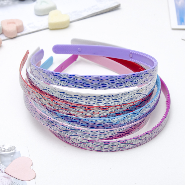 Ободок для волос "Голография" волна, шахматы, микс