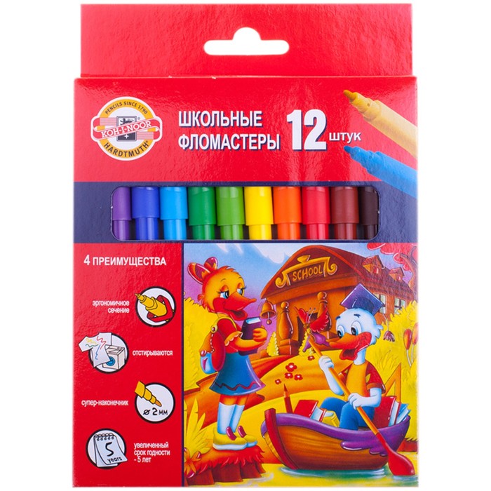 Фломастеры трехгранные 12 цветов &quot;Утята&quot; европодвес