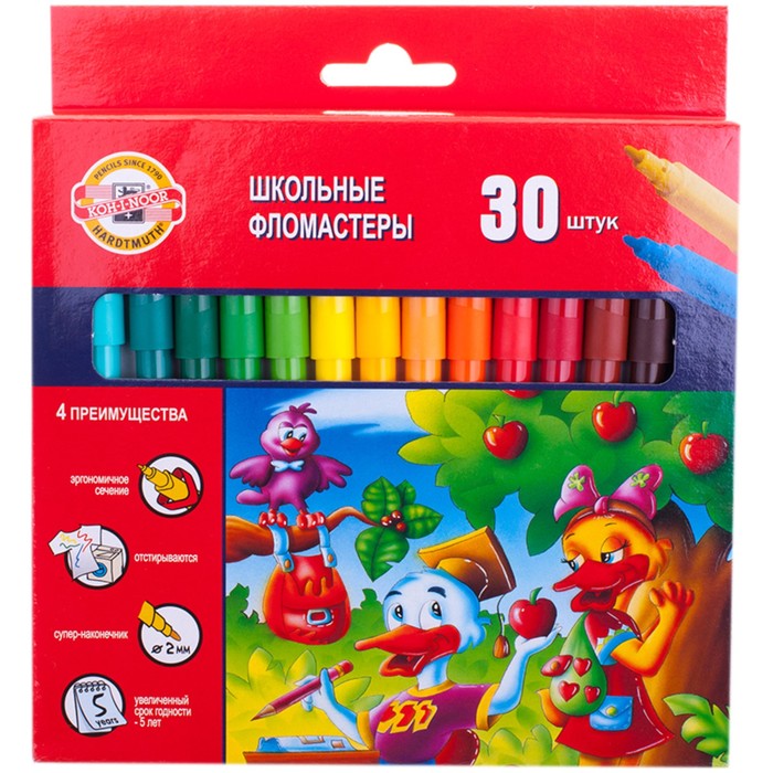 Фломастеры трехгранные 30 цветов &quot;Утята&quot;, европодвес