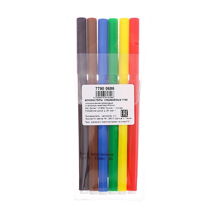 фото Фломастеры 6 цветов centropen пингвины 7790/06, линия 1.0 мм, пластиковый конверт