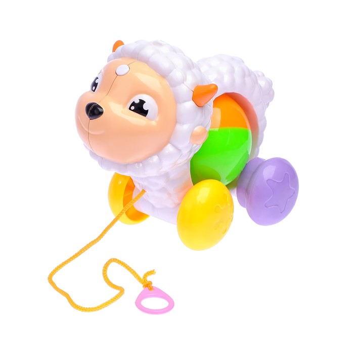 Каталка «Барашек с шариком» на верёвочке, цвета МИКС