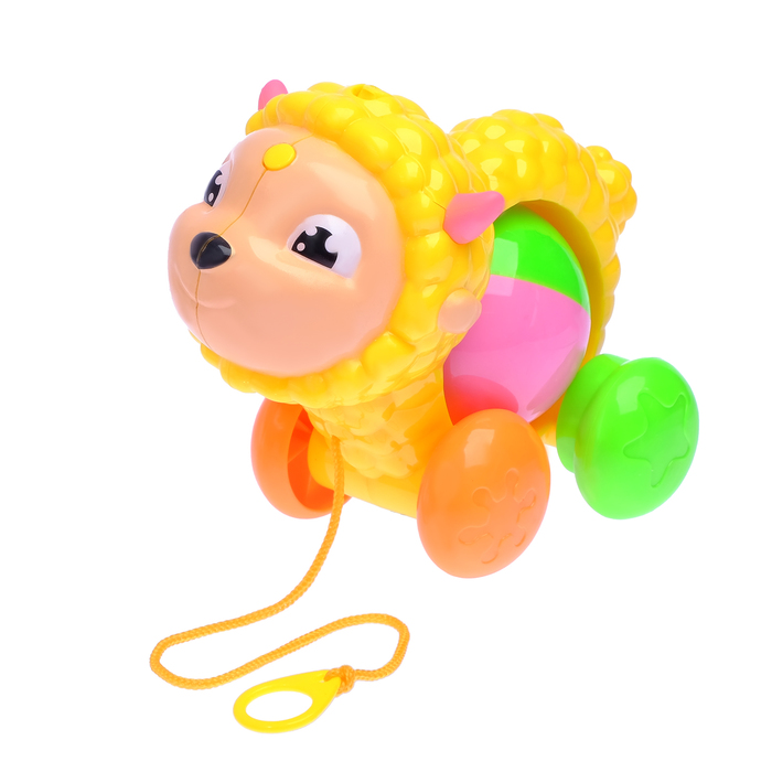 Каталка «Барашек с шариком» на верёвочке, цвета МИКС