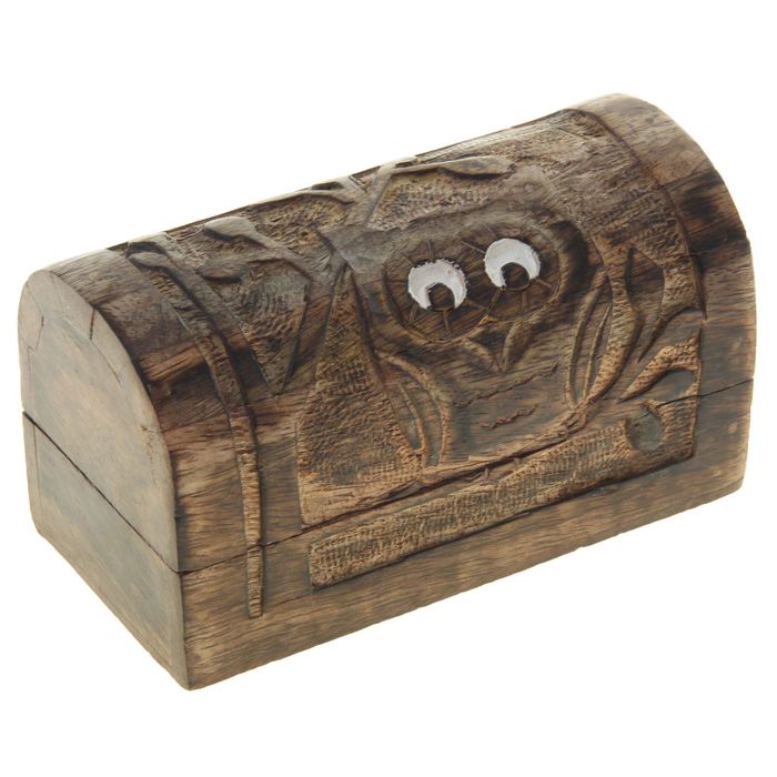 Шкатулка-сундук "Совушка" тёмная