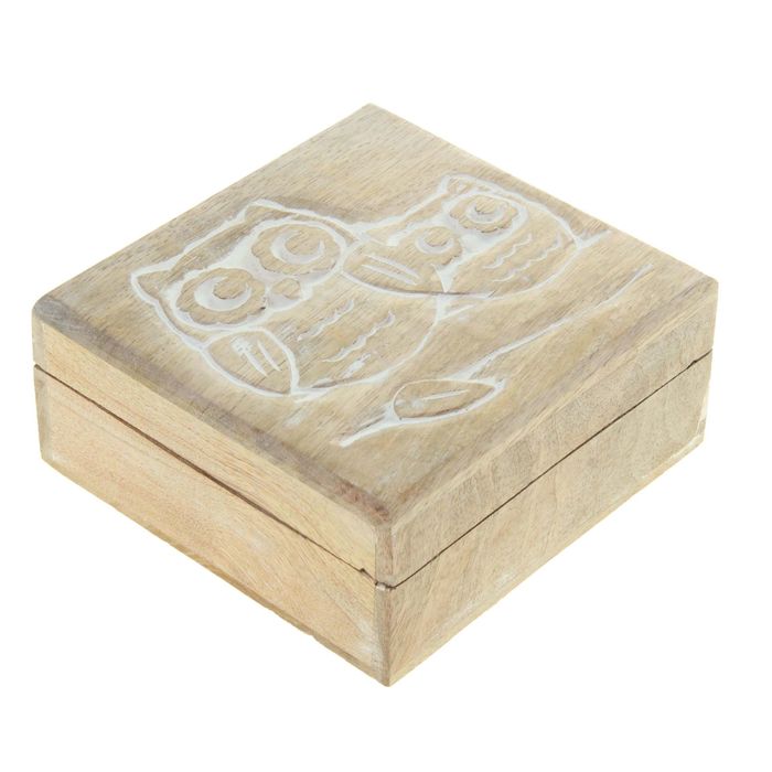 Шкатулка "Две совушки" светлая