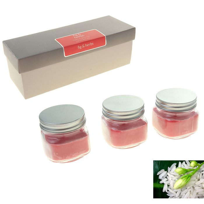 Набор свечей SILVER "Мэйсон" в банке Рис и травы, 3х112 мл