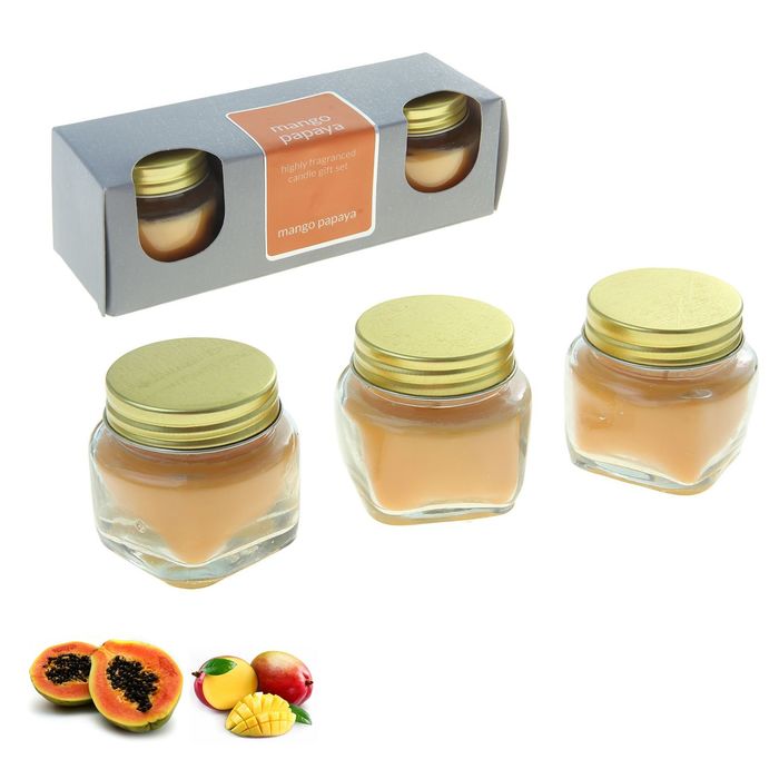 Набор свечей SILVER в банке Манго-папайя, 3х28 мл