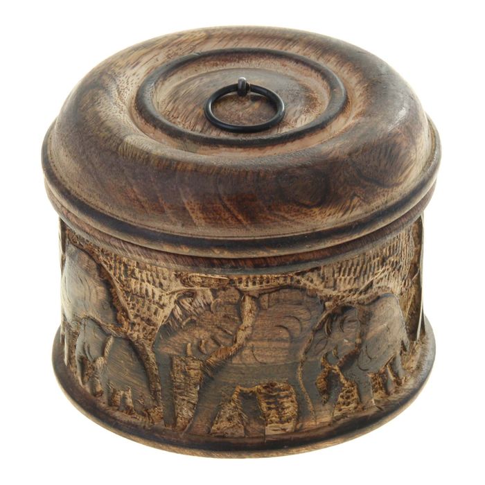 Шкатулка круглая "Слоны"