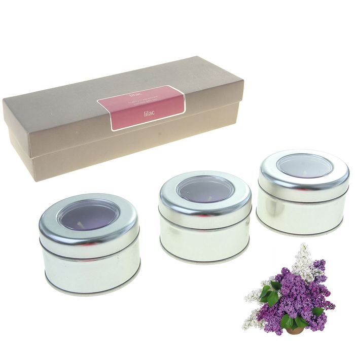 Набор свечей SILVER "Дижон" Сирень, 3х70 мл