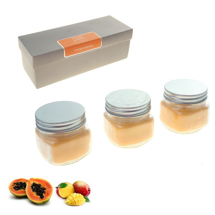 Набор свечей SILVER "Мэйсон" в банке Манго-папайя, 3х112 мл