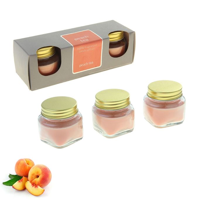 Набор свечей SILVER в банке Персиковый чай, 3х28 мл