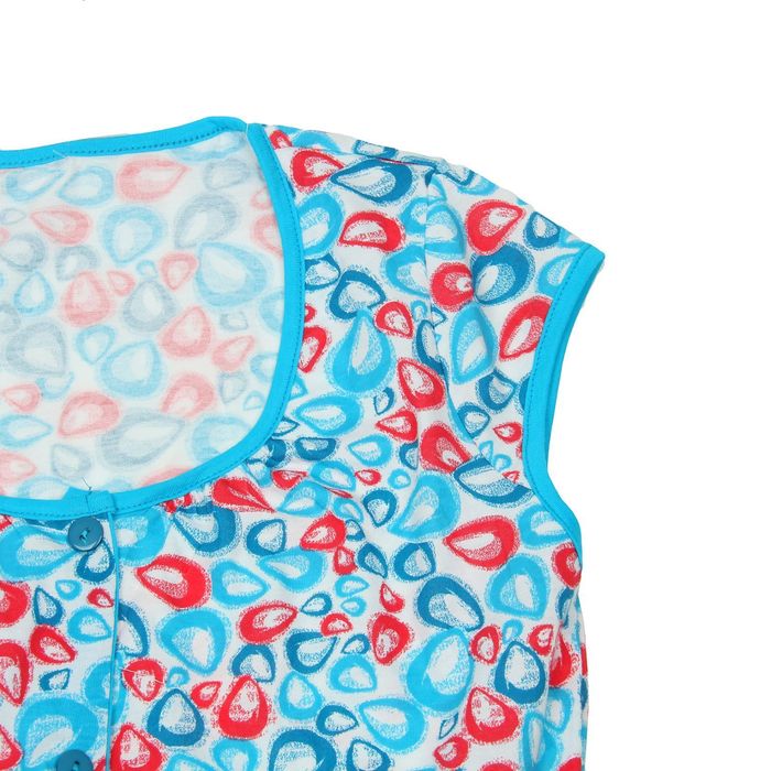 Халат женский на пуговицах 5516 бон-бон/белый/прохлада, р-р 46 рост 164