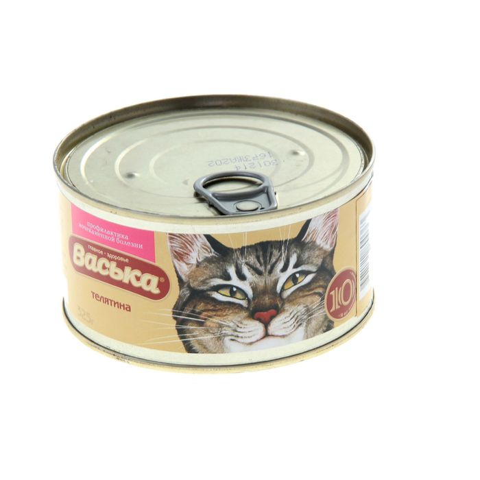 Влажный корм &quot;Васька&quot; для кошек, профилактика МКБ, телятина, ж/б 325 г