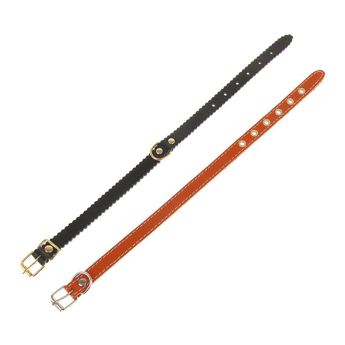 Ошейник кожаный однослойный, 38 х 1,4 см микс цветов