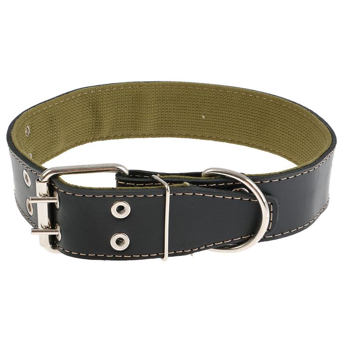 Ошейник комбинированный кожа/брезент, 70 х 4,5 см микс цветов