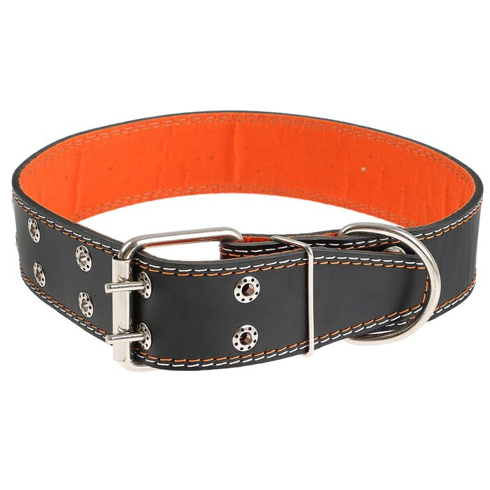 Ошейник кожаный с подкладом, 79 х 4,5 см микс цветов