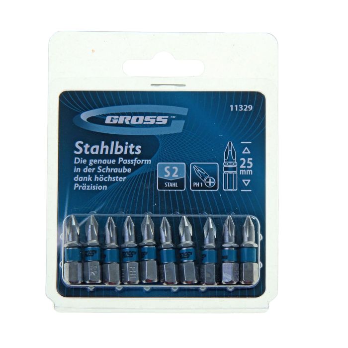 Набор бит РН1х25 Gross, сталь S2 (набор 10шт)