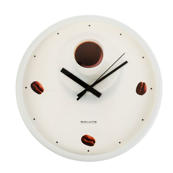 Часы настенные круглые "Кофе и зерна", белый обод, 26х26 см