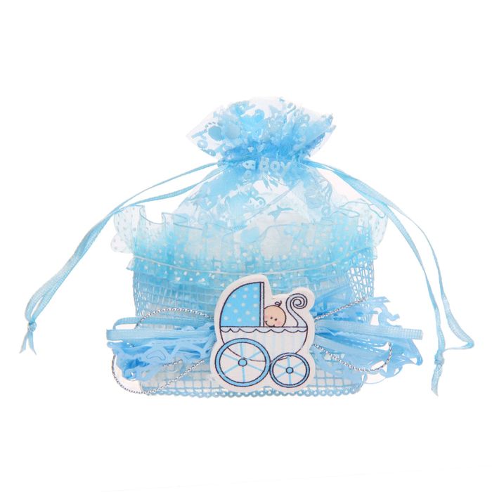 Бонбоньерка "Лялька в коляске", цвет голубой