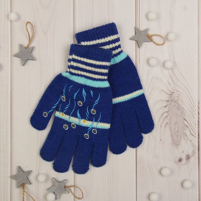 Перчатки молодёжные "Одуванчик", размер 20 (р-р произв. 19*1*8), цвет синий 65572