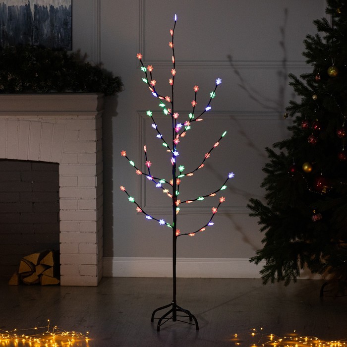 Светодиодный куст «Снежинки» 1.5 м, 84 LED, мигание, 220 В, свечение мульти (RG/RB) светодиодный куст luazon lighting цветы 30см 32 led 220 в мульти rg rb
