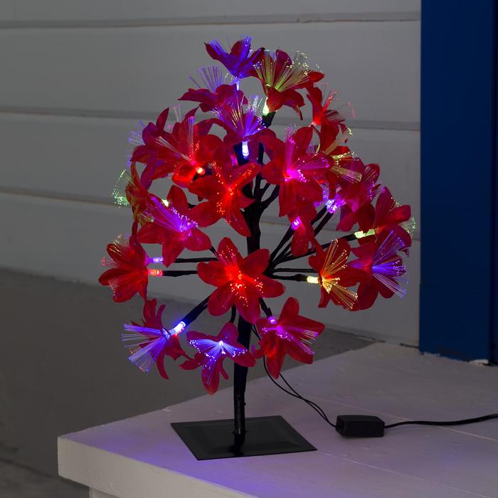 Светодиодный куст «Лилии красные 30 см, 32 LED, мигание, 220 В, свечение мульти (RG/RB) светодиодный куст luazon lighting цветы 30см 32 led 220 в мульти rg rb