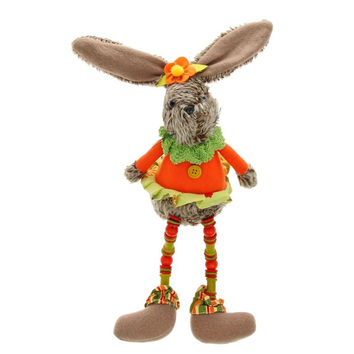 Мягкая игрушка "Зайка", яркий цветочек на голове