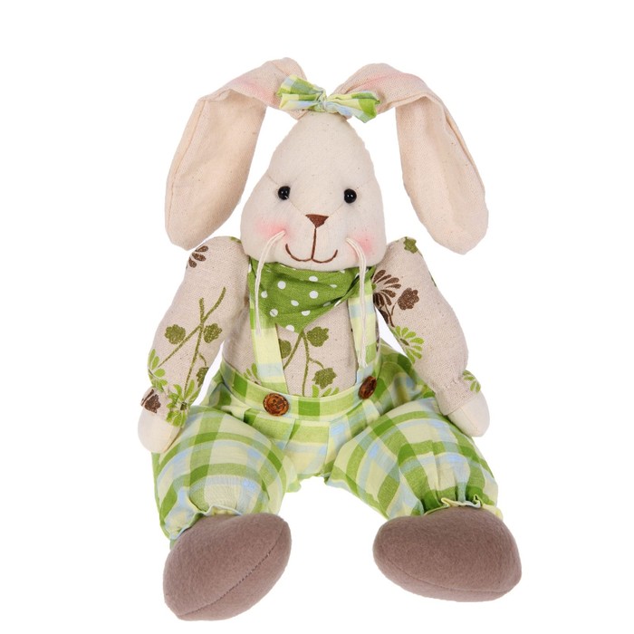 Мягкая игрушка "Зайка", клетчатые штанишки