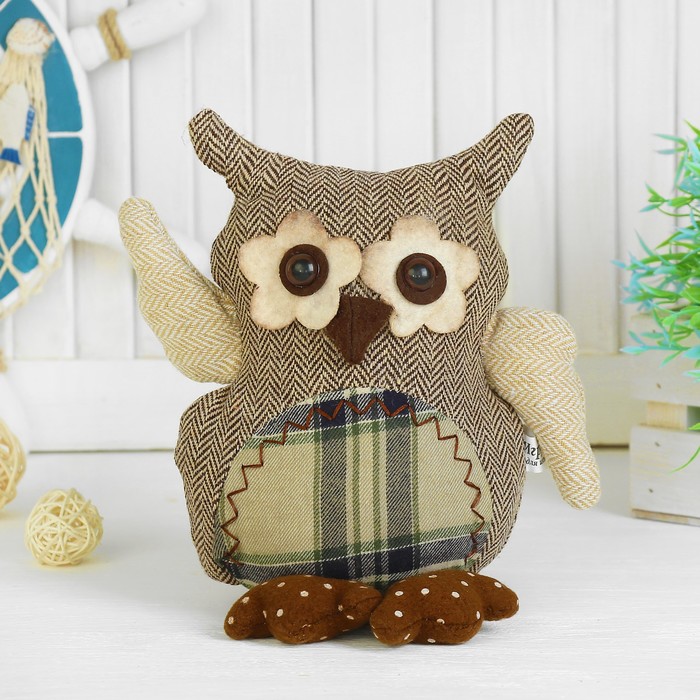 Мягкая игрушка "Совушка", животик в клетку