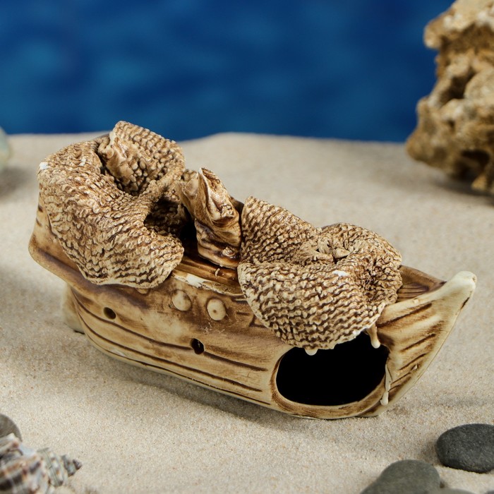 Декорации для аквариума "Кораблик", микс