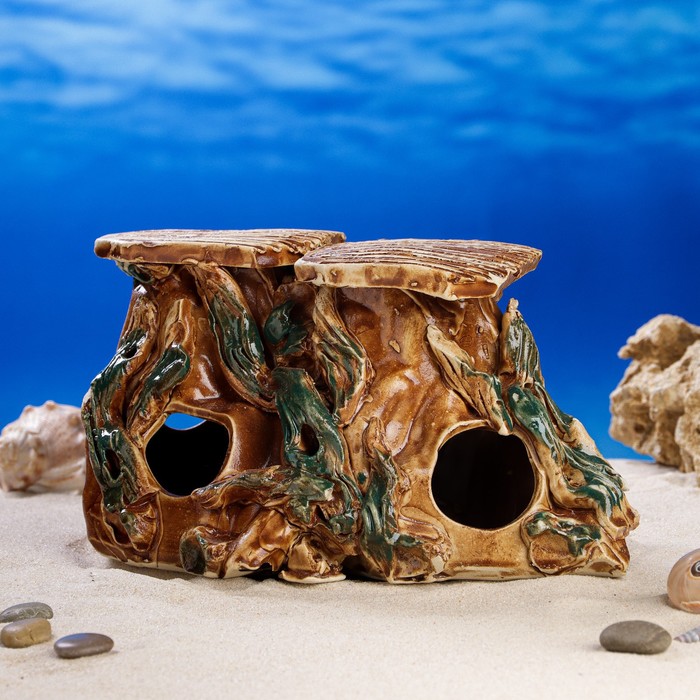 Декорации для аквариума "Черепашник из 2-х скал"