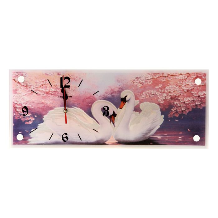 Часы настенные прямоугольные "Лебеди", 20х50 см