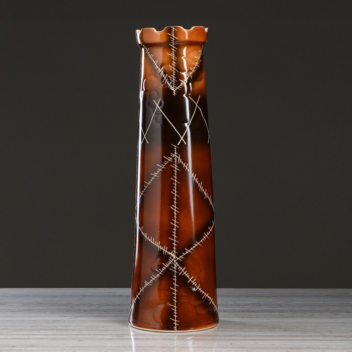 Ваза напольная "Замок" красно-коричневая