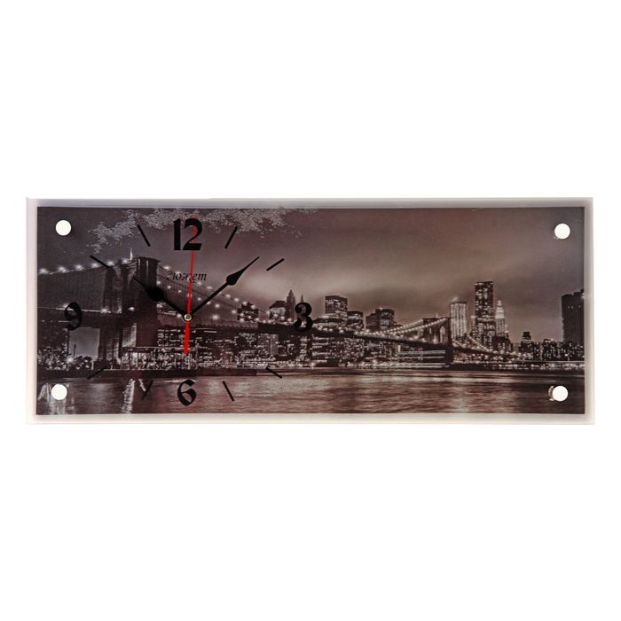 Часы настенные прямоугольные "Бруклинский Мост Ч/Б", 20х50 см микс