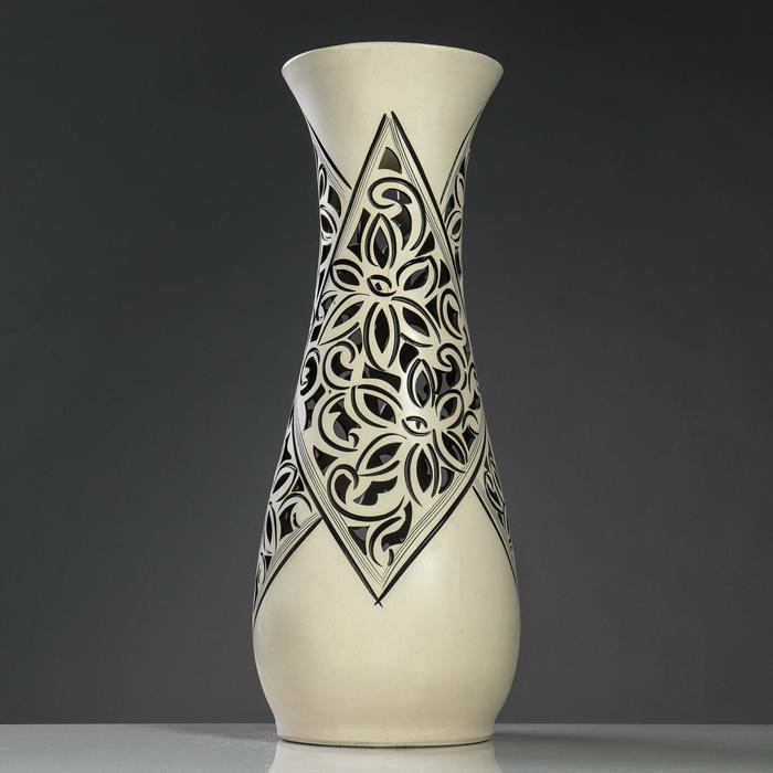 Ваза напольная "Осень" резная, цветы