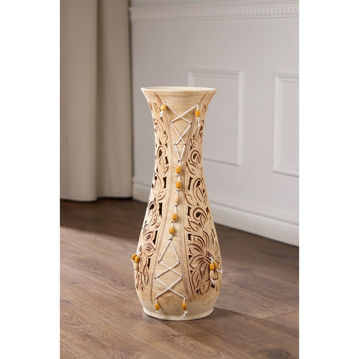 Ваза напольная "Осень" шнур, бусины