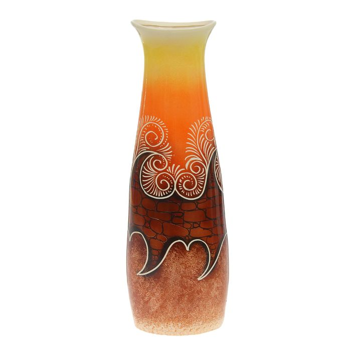 Ваза напольная "Диана" роспись, бежево-коричневая, микс