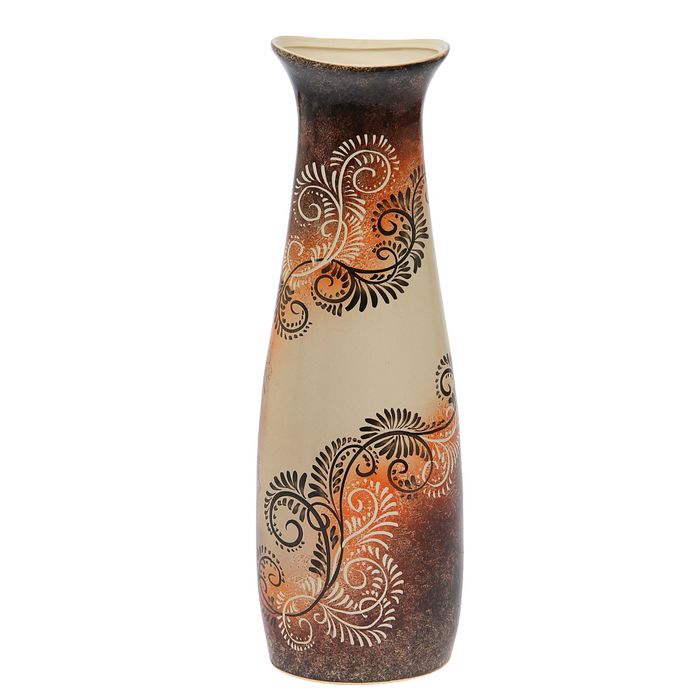 Ваза напольная "Диана" роспись, бежево-коричневая, микс