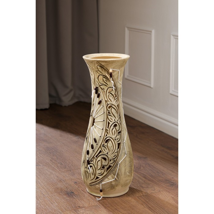 Ваза напольная "Осень" плетение, серая