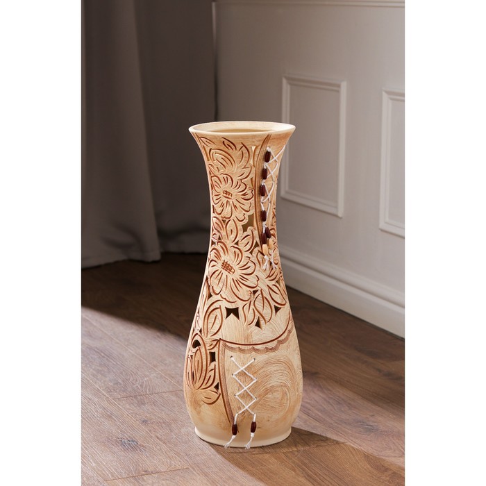 Ваза напольная "Осень" плетение, коричнево-бежевая