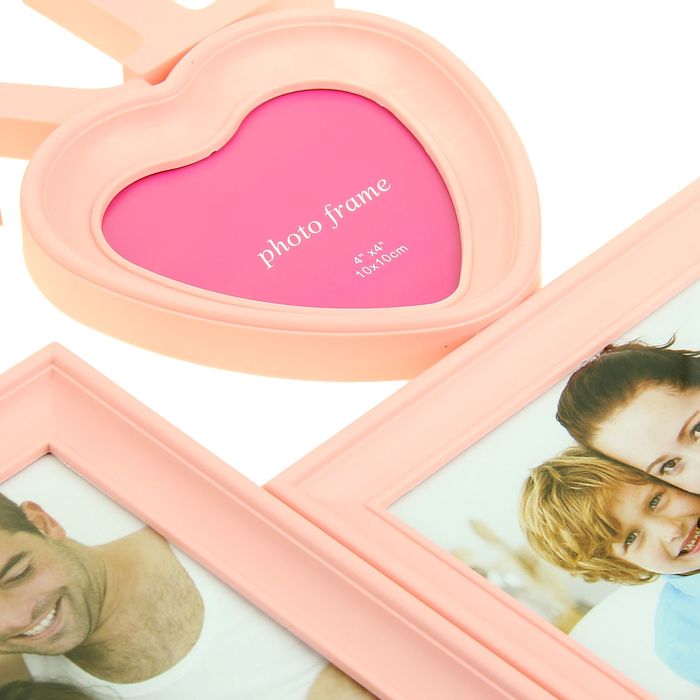 Фоторамка на 3 фото 10х10 см, 10х15 см, 13х18 см "Девочка" розовая