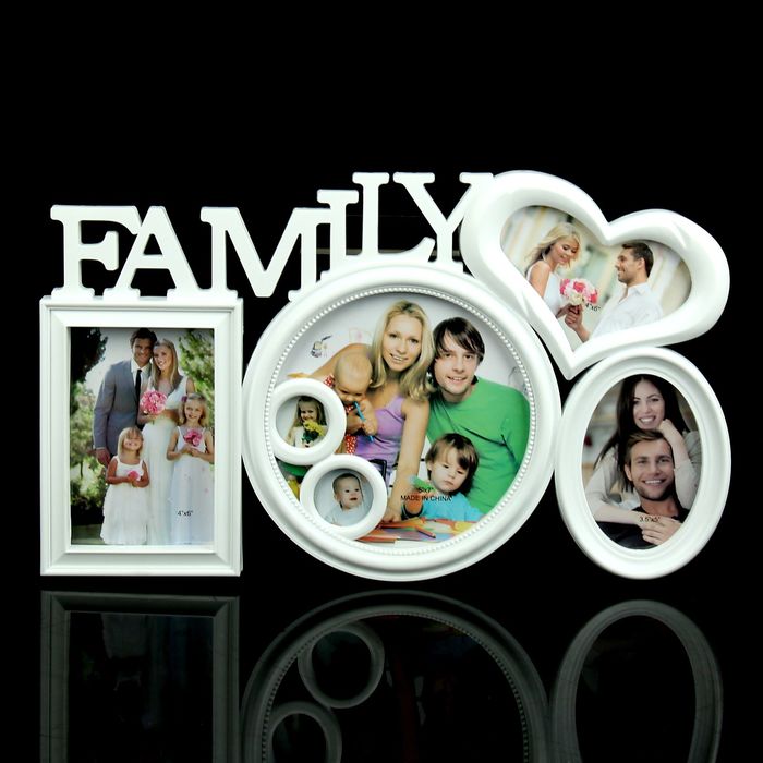 Фоторамка "Семья" на 6 фото 9х12 см, 9х13 см 10х15 см, 18х18 см, белая