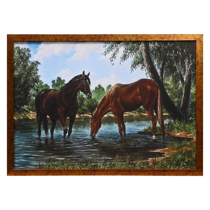 Картина Лошади на водопое 56х76см. пазл лошади на водопое 160 элементов