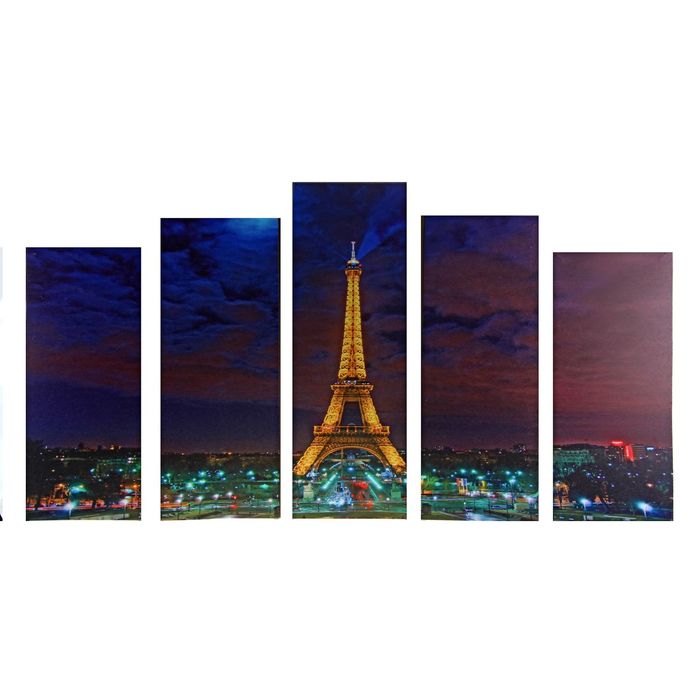 Модульная картина на подрамнике "Париж моей мечты", 2 — 43×25, 2 — 58×25, 1 — 72×25 см, 75×135 см